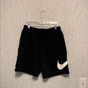 Nike Black Sportwear Shorts with White Logo Size Large Vintage & Pockets